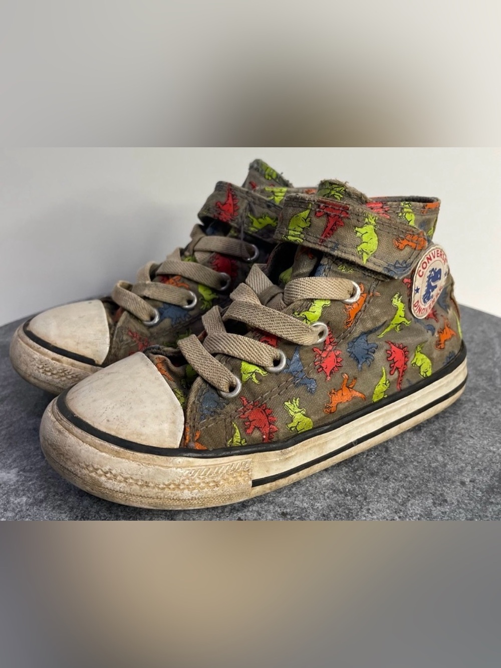 Kids Converse Grey Colorful Dinosaur High Rope Shoes 9
